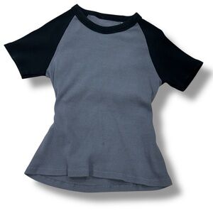 Brandy Melville Black and Gray Raglan Crop Top